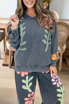 Causal Floral Applique Sweatshirt