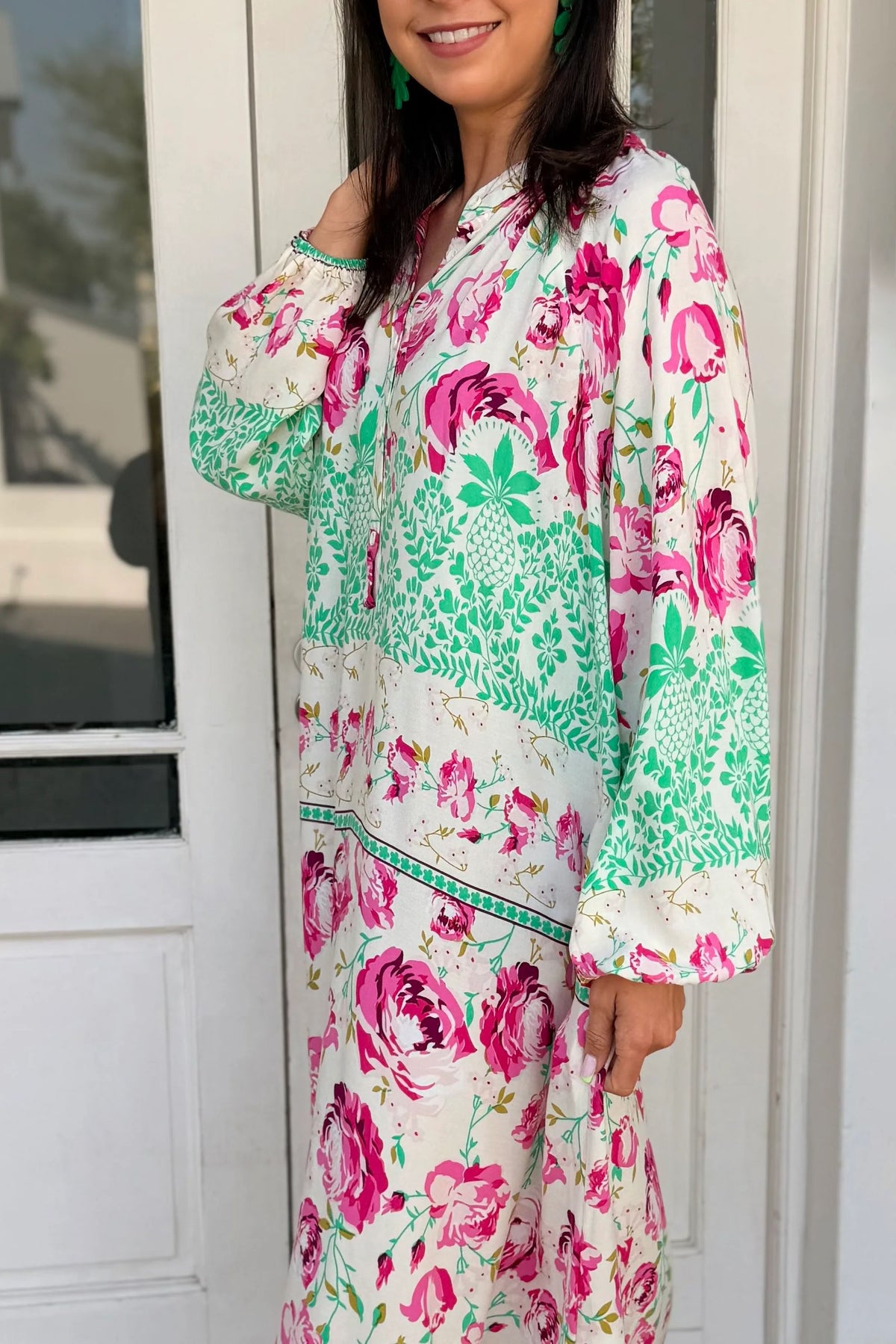 Floral Print Long Sleeve Maxi Dress