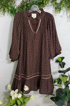 Polka Dot V Neck Ruffle Mini Dress
