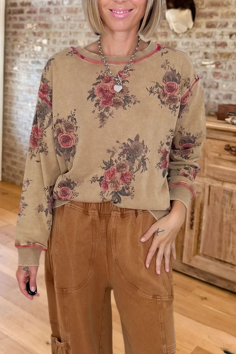 Vintage Floral Printed Sweatshirt