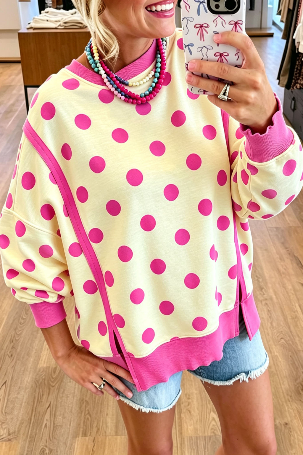 Polka Dot Crewneck Sweatshirt