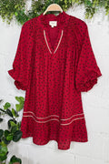 Polka Dot V Neck Ruffle Mini Dress