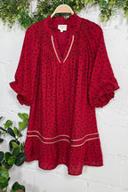 Polka Dot V Neck Ruffle Mini Dress