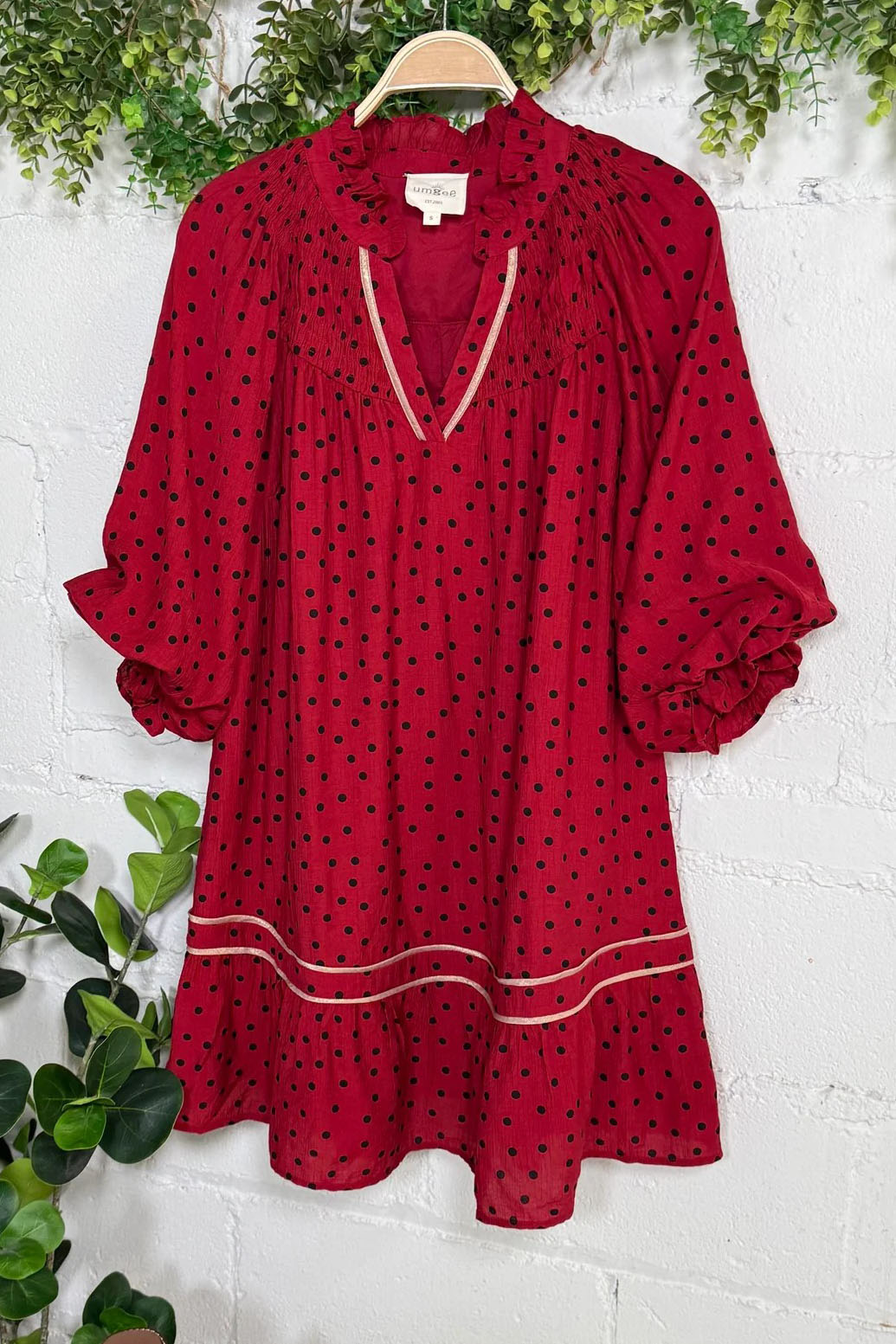 Polka Dot V Neck Ruffle Mini Dress