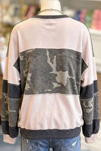 Camo Patchwork Long Sleeve Sweatshirt