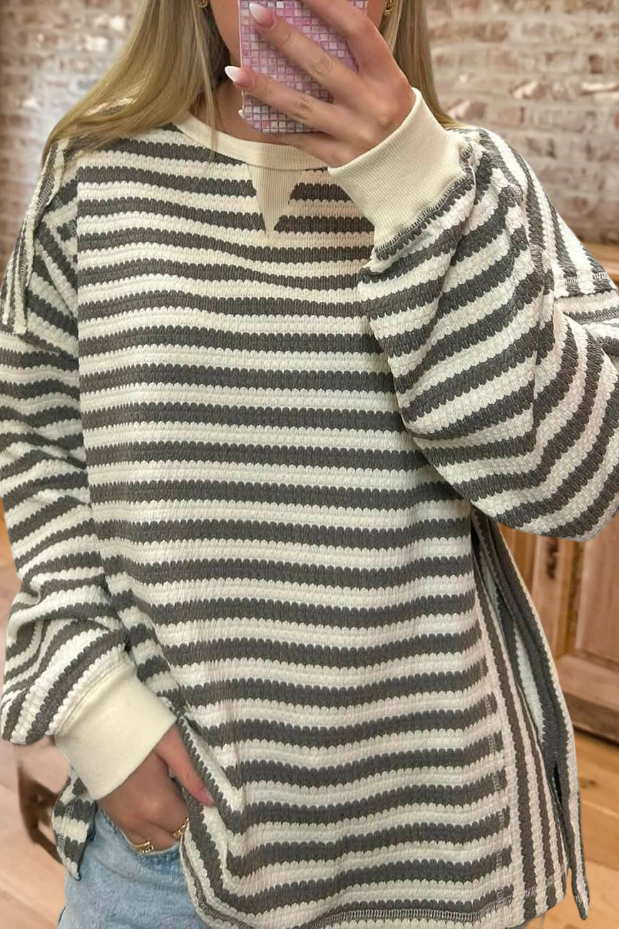 Striped Crew Neck Knit Top