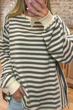 Striped Crew Neck Knit Top