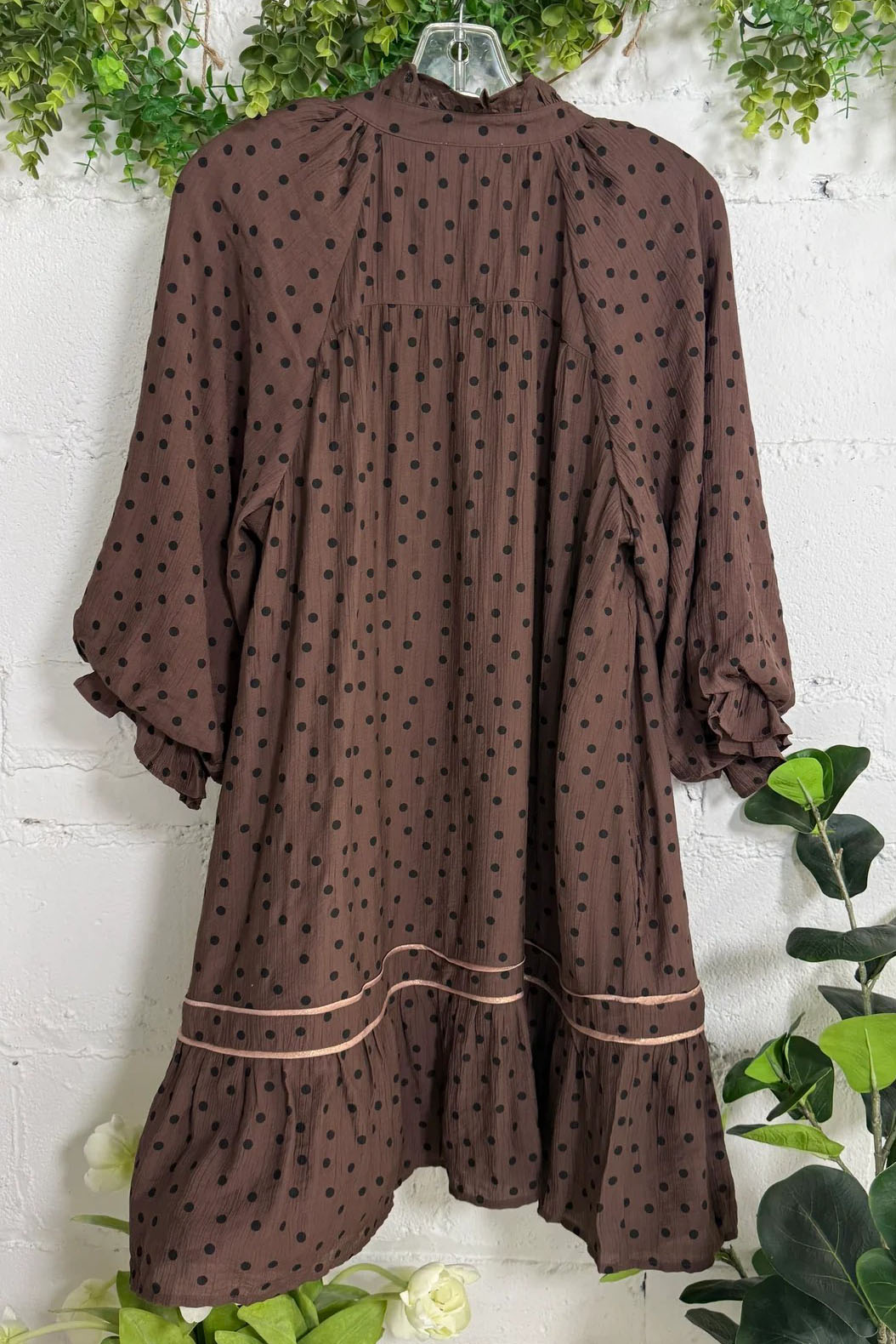 Polka Dot V Neck Ruffle Mini Dress