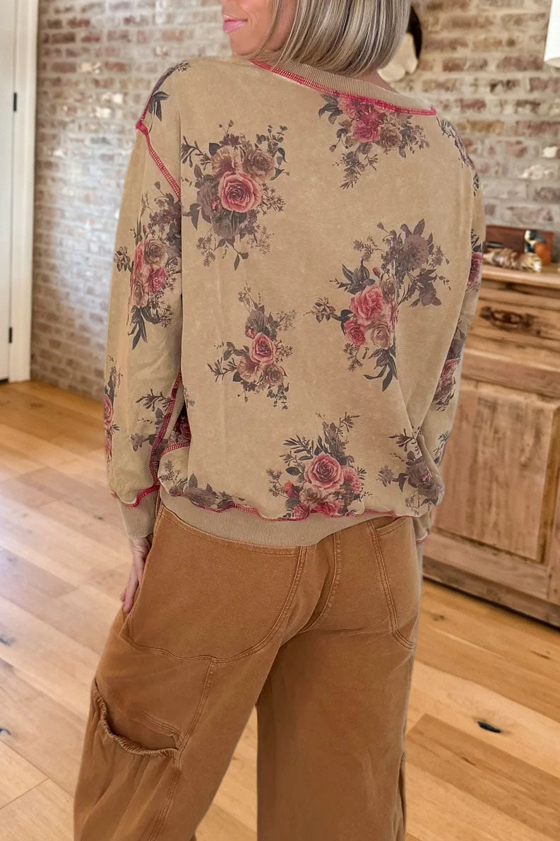 Vintage Floral Printed Sweatshirt