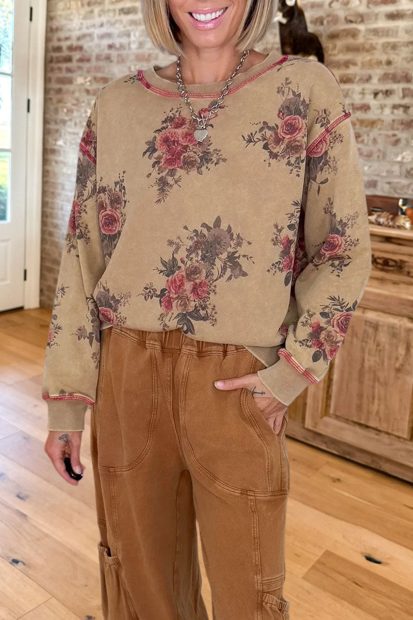 Vintage Floral Printed Sweatshirt