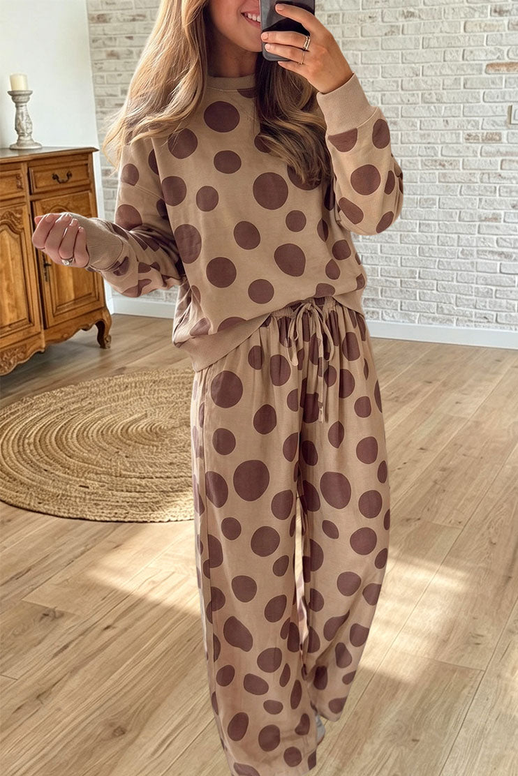 Polka Dot Sweatshirt Pants Set