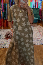 Star Patchwork Pocket Maxi Dress