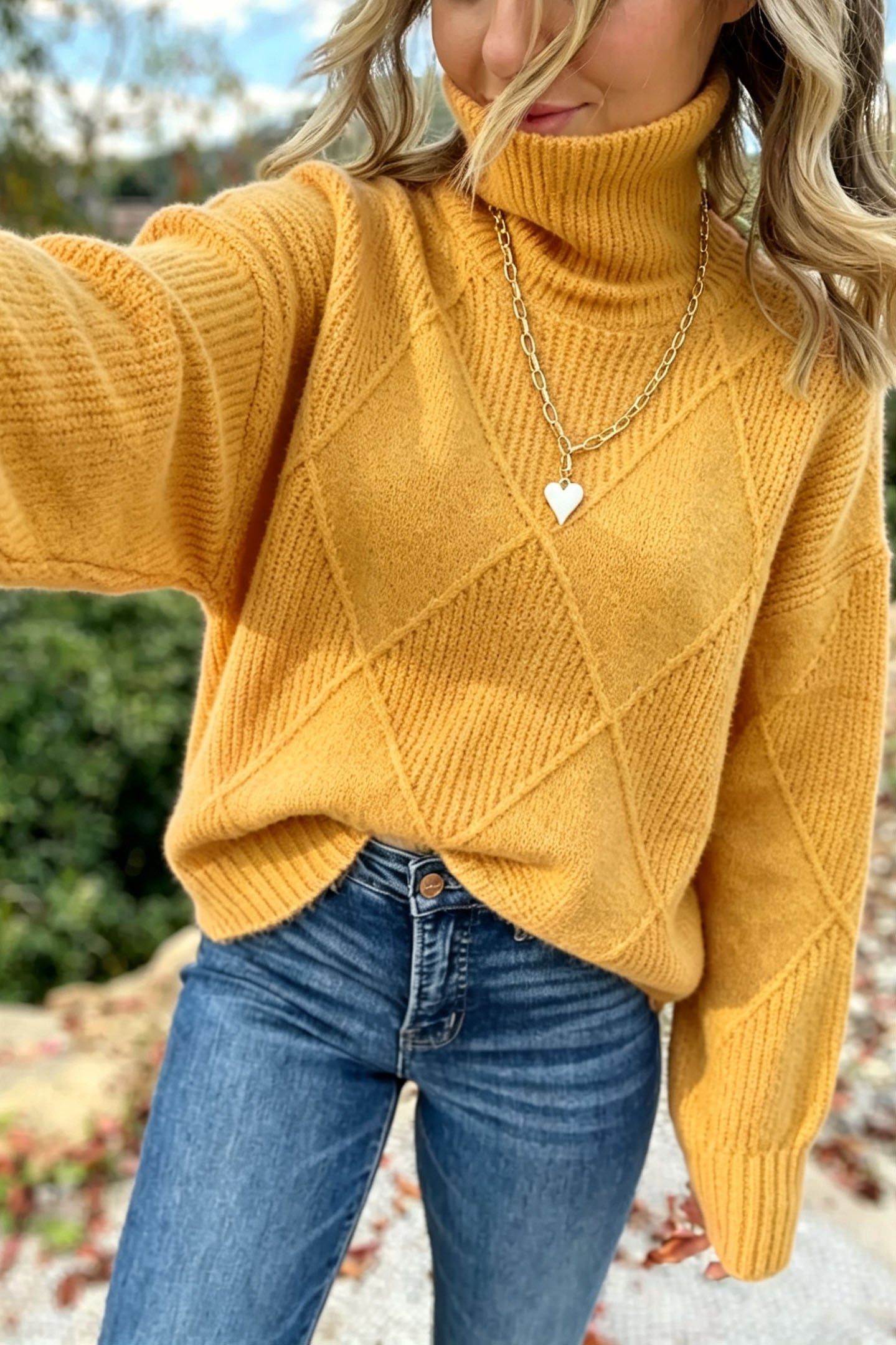 Turtleneck Diamond Pullover Sweater