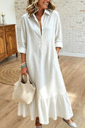 Long Sleeve Tiered Shirt Maxi Dress