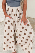 Polka Dot Elastic Wide Leg Pants