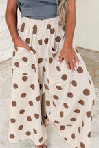 Polka Dot Elastic Wide Leg Pants