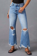 High Rise Distressed Flare Jeans