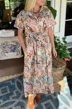 Causal Bird Print Maxi Dress