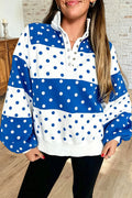 Polka Dot Button Neck Sweatshirt