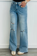 High Waist Ripped Wide Leg Jeans