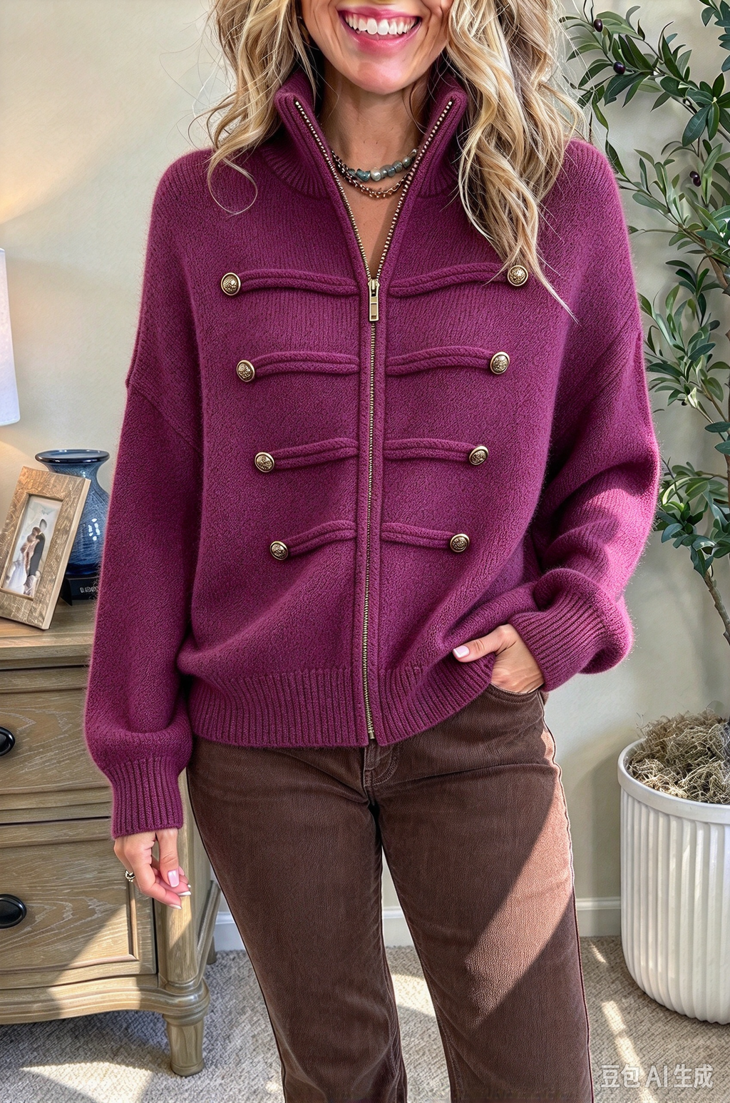 Women's Zip Front Knit Cardigan