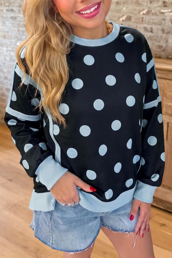 Polka Dot Crewneck Sweatshirt（Light Fleece）
