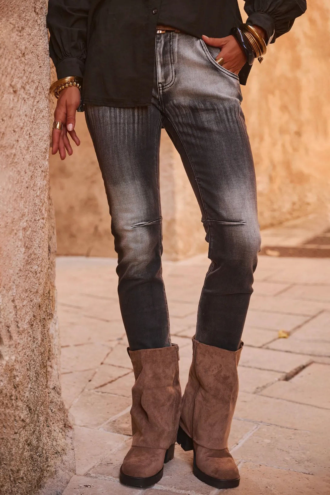 Washed Slim Fit Denim Jeans