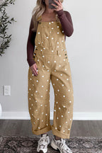 Polka Dot Wide Leg Denim Overalls