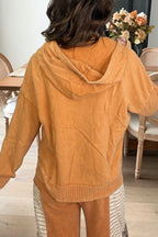 V-Neck Washed Hooded Top