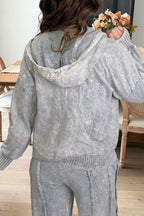 V-Neck Washed Hooded Top