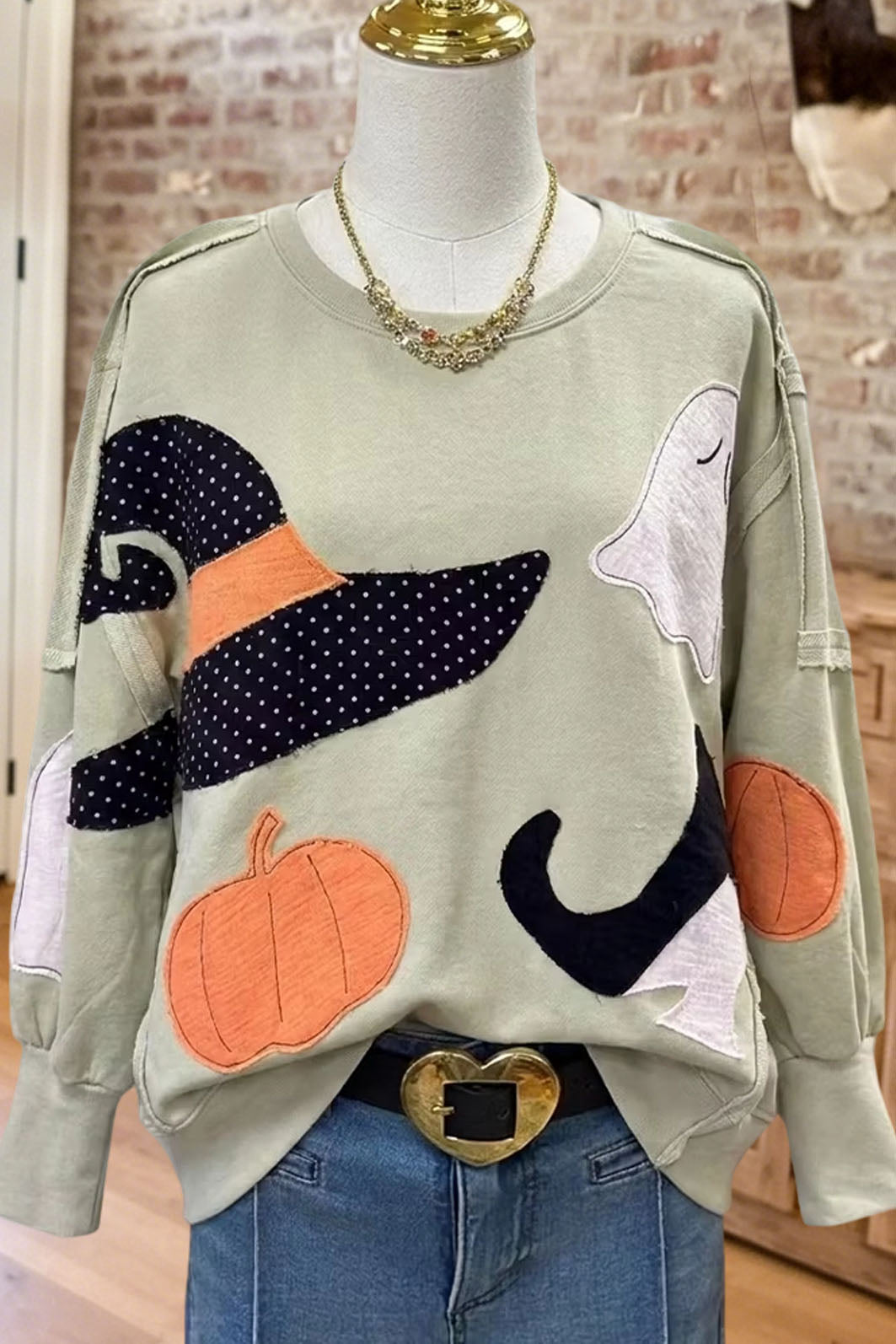 Halloween Patchwork Graphic Sweatshirt