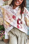 Causal Patchwork Graphic Pullover