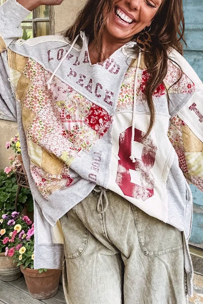 Causal Patchwork Graphic Pullover