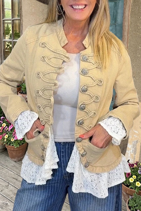 Lace Trim Military Style Jacket