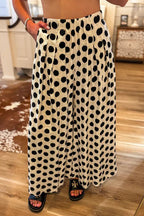 High Waist Polka Dot Wide Leg Pants