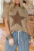 Leopard Print Star Patch Graphic Tee