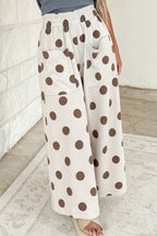 Polka Dot Elastic Wide Leg Pants