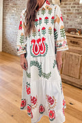 Floral Print Tiered Shirt Maxi Dress
