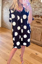 Polka Dot Pocket Shift Dress
