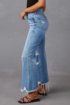 High Rise Distressed Flare Jeans