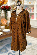 Polka Dot Zipper Corduroy Dress