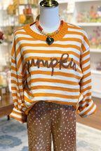 Halloween Pumpkin Striped Sweater