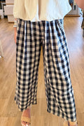 Casual Plaid Wide Leg Pants