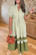 Striped Puff Sleeve Tiered Maxi Dress