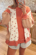 Floral Patchwork Waffle Pullover Top