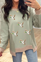 Flying Duck Sequined Waffle Sweatshirt