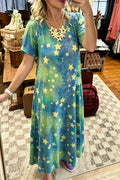 Tie-Dye Star Print Maxi Dress