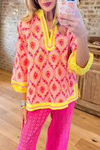 Vintage Print Puff Sleeve Blouse