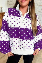 Polka Dot Button Neck Sweatshirt
