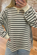 Striped Crew Neck Knit Top